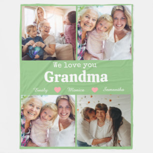 We love you grandma elegant script 4photo keepsake fleece blanket