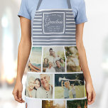 WE LOVE YOU Grandma Family Photo Collage Modern Apron<br><div class="desc">We love you,  Grandma! Perfect gift for Mother's Day,  Birthday,  or the Holidays: A modern,  sweet apron customized with ten of your personal favorite photos as well as a message,  names for the best grandmother ever. This is the dusty blue and white striped version.</div>
