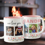 We love you Grandma Flowers 5 Photos Keepsake Two-Tone Coffee Mug<br><div class="desc">Cute We love you Grandma Flowers 5 Photos Keepsake Two-Tone Coffee Mug. Hand-drawn flowers in beautiful spring colours and 5 photos of grandchildren. The text We love you Grandma is in modern and trendy black script and pink bold font. Create your own personalized gift for a grandmother for Mother`s Day,...</div>