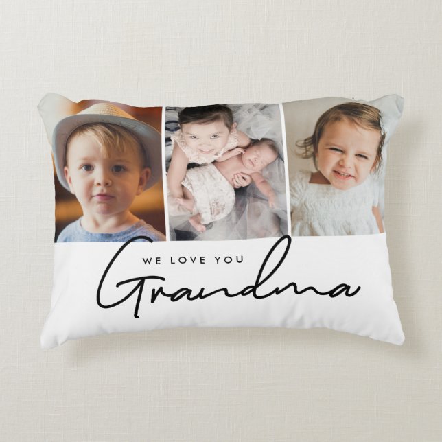 We love you Grandma Grandchildren photos Accent Pillow (Front)