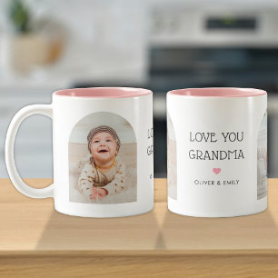 We Love You Grandma Nana 2 Photo Arch & Name 11 oz Two-Tone Coffee Mug