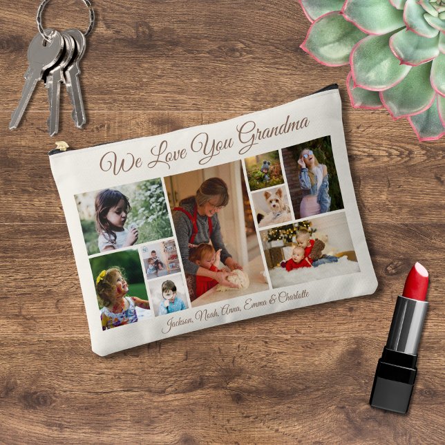 We Love You Grandma | Off-White and Brown 9 Photo Accessory Pouch (Creator Uploaded)