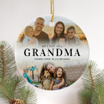 We Love You Grandma Personalized 2 Photo Ceramic Ornament<br><div class="desc">Say we love you to grandma this holiday season with a personalized Christmas gift ornament featuring 2 of your favourite photos and grandchildren kids names. All text in this design is editable so you can add your own message or text. Available in a variety colours,  styles and products.</div>