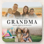 We Love You Grandma Personalized 2 Photo Coaster<br><div class="desc">Say we love you to grandma this with personalized gift coasters featuring 2 of your favourite photos and grandchildren kids names. All text in this design is editable so you can add your own message or text. Available in a variety colours,  styles and products.</div>