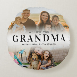 We Love You Grandma Personalized 2 Photo Round Pillow