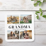 We Love You Grandma Personalized 4 Photo Collage Coaster<br><div class="desc">Say we love you to grandma with a personalized gift coasters featuring 4 of your favourite photos and grandchildren kids names. All text in this design is editable so you can add your own message or text. Available in a variety colours,  styles and products.</div>