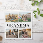 We Love You Grandma Personalized 4 Photo Collage Glass Coaster<br><div class="desc">Say we love you to grandma with a personalized gift coasters featuring 4 of your favourite photos and grandchildren kids names and . All text in this design is editable so you can add your own message or text. Available in a variety colours,  styles and products.</div>