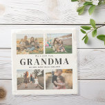 We Love You Grandma Personalized 4 Photo Collage Stone Coaster<br><div class="desc">Say we love you to grandma with a personalized gift stone coasters featuring 4 of your favourite photos and grandchildren kids names and . All text in this design is editable so you can add your own message or text. Available in a variety colours,  styles and products.</div>