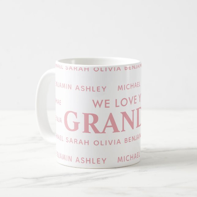We Love You Grandma Personalized Kids Names Coffee Mug (Front Left)