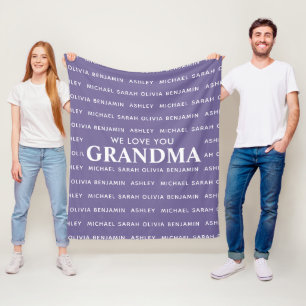 We Love You Grandma Personalized Kids Names Fleece Blanket