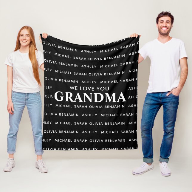We Love You Grandma Personalized Kids Names Fleece Blanket (In Situ)