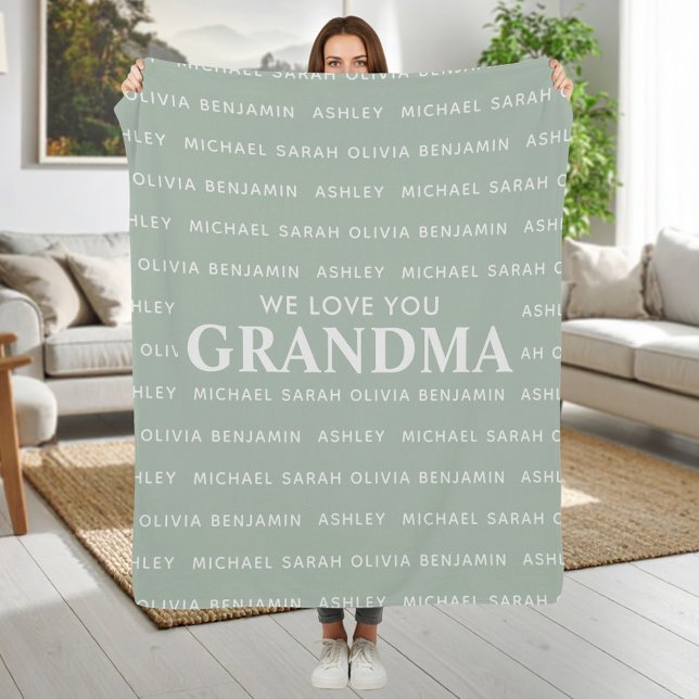 We Love You Grandma Personalized Kids Names Fleece Blanket (Creator Uploaded)