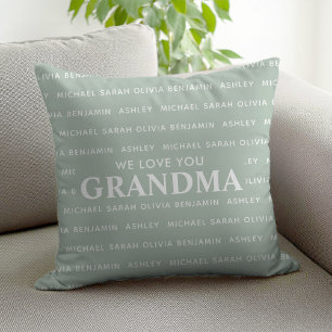 We Love You Grandma Personalized Kids Names Throw Pillow