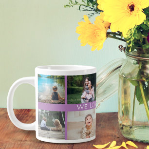 We Love You Grandma Personalized Photo Collage Large Coffee Mug