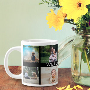 We Love You Grandma Personalized Photo Collage Large Coffee Mug