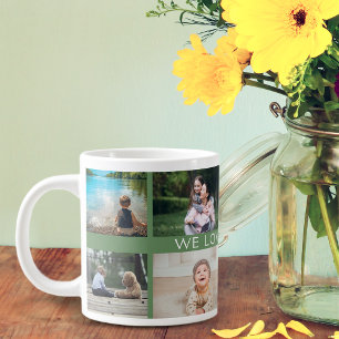 We Love You Grandma Personalized Photo Collage Large Coffee Mug