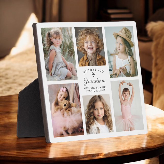 We Love You Grandma Photo Collage Keepsake Plaque (Personalize with your selected photos for a great gift idea for Grandma!)