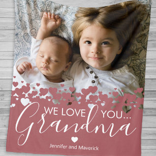 We Love You Grandma Photo Fleece Blanket