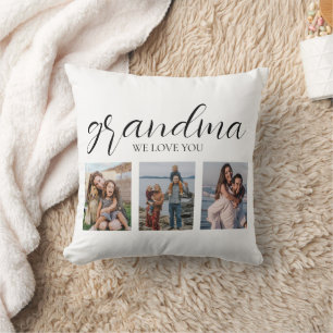 We Love You Grandma Photo Throw Pillow