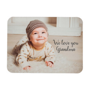 We Love You Grandma Photograph with Typography Mag Magnet