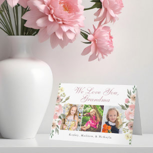 We Love You Grandma Pretty Floral Birthday Card