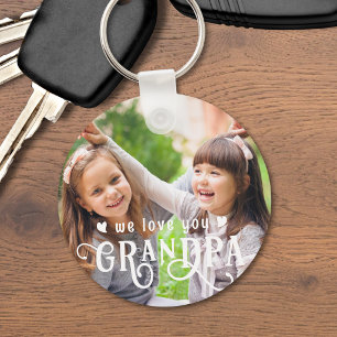 We Love You Grandpa 1-2 Photos Custom Colour Keychain