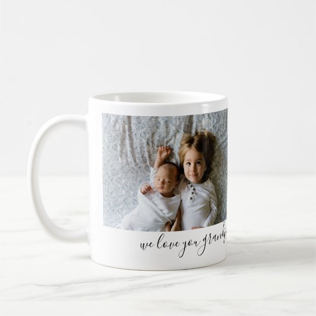 We Love You Grandpa 2 Photo Personalized Mugs (Left)