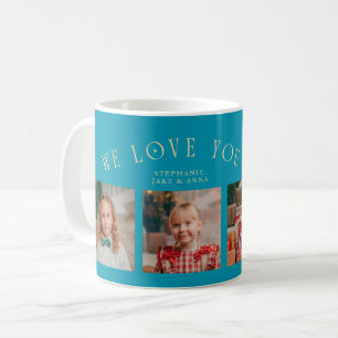 We Love You Grandpa 4-Photo Aqua Blue Coffee Mug