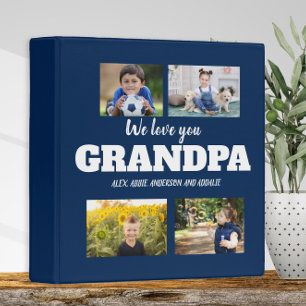 We Love You Grandpa 4 Photo Navy Blue Scrapbook Binder