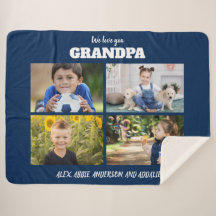 We Love You Grandpa 4 Photo Navy Blue