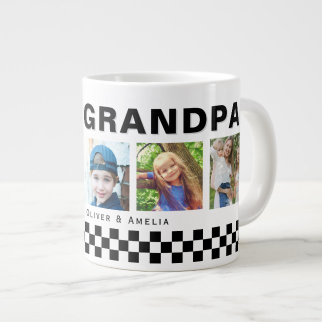 We love you Grandpa 5 Photos Keepsake Large Coffee Mug (Front Right)