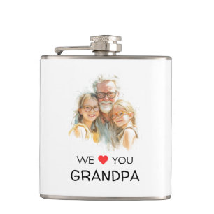 We Love You Grandpa Flask Personalized Photo