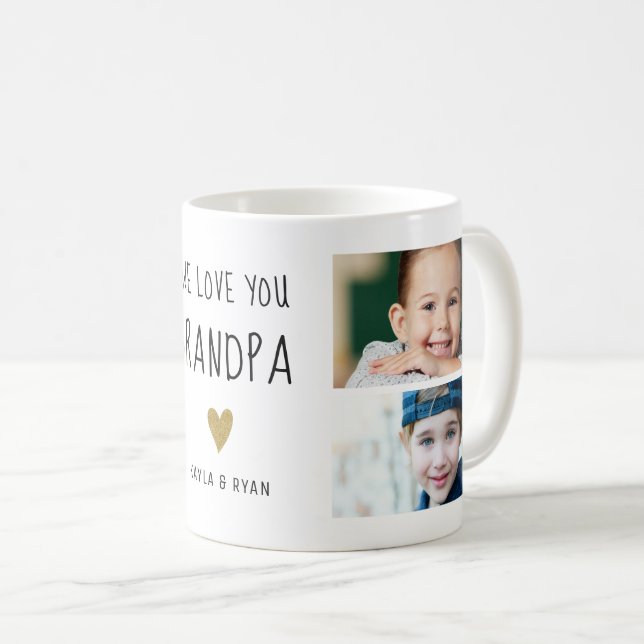 We Love You Grandpa Grandkids 3 Photo Collage   Coffee Mug (Front Right)