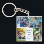 We Love You Grandpa Grandkids Photo Collage Keychain<br><div class="desc">This cute,  custom grandkids photo keychain for a grandfather features a modern layout of 4 grandchildren photos on a white background with blue typography reading We Love You Grandpa. This beautiful grandchildren photo gift features your own photograph collage surrounding your personalized message and names.</div>