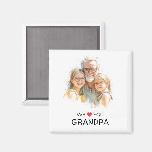 We Love You Grandpa Magnet | Personalized Photo (Front/Back)