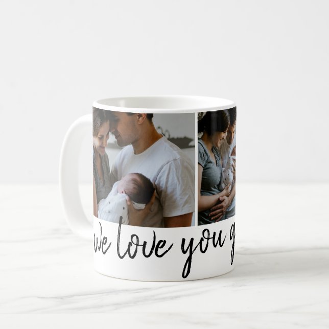 we love you grandpa modern 3 photo Father's Day  Coffee Mug (Front Left)