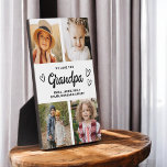 We Love You Grandpa Modern Photo Collage Plaque<br><div class="desc">The Grandpa We Love You Heart Modern Photo Collage Plaque is a touching and personalized gift that showcases your love for your grandfather. This beautifully designed plaque features a heart-shaped photo collage, allowing you to add your favourite family pictures in a modern and stylish layout. The heartfelt "We Love You,...</div>
