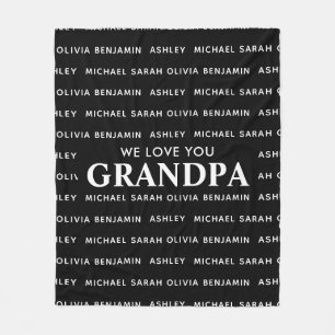 We Love You Grandpa Personalized Kids Names Fleece Blanket