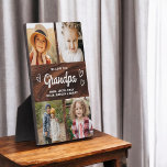 We Love You Grandpa Rustic Wood Photo Collage Plaque<br><div class="desc">The Grandpa We Love You Heart Modern Photo Collage Plaque is a touching and personalized gift that showcases your love for your grandfather. This beautifully designed plaque features a heart-shaped photo collage, allowing you to add your favourite family pictures in a modern and stylish layout. The heartfelt "We Love You,...</div>