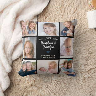 We Love You Grandparents Photo Collage Modern Throw Pillow