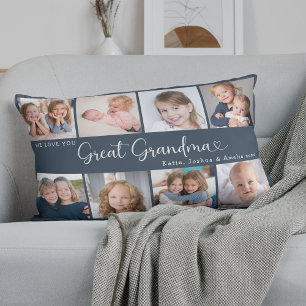 We Love You Great Grandma Photo Collage Heart Lumbar Pillow