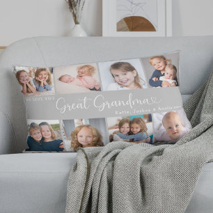 We Love You Great Grandma Photo Collage Heart Lumbar Pillow