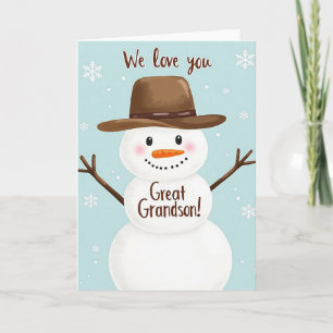 We Love You Great Grandson Snowman Card