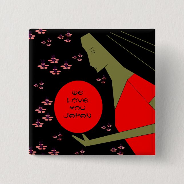 WE LOVE YOU JAPAN 2 INCH SQUARE BUTTON (Front)