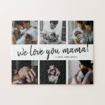 We Love You Mama Modern 6 Photo Collage Mother's Jigsaw Puzzle<br><div class="desc">A simple yet bold photo Mother's Day puzzle with 6 photos and we love you mama editable text. Click the edit button to personalize this design with your words and photos.</div>
