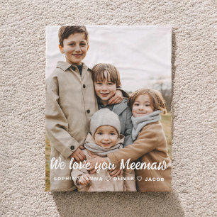 We Love You Meemaw Family Modern Single Photo Fleece Blanket