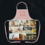 WE LOVE YOU MIMI Grandmother Photo Collage Pink Apron<br><div class="desc">We love you Mimi! Perfect gift for Mother's Day,  Birthday,  or the Holidays: A modern,  sweet apron customized with ten of your personal favorite photos as well as a message,  names for the best grandmother ever. This is the dusty pink and white striped version.</div>