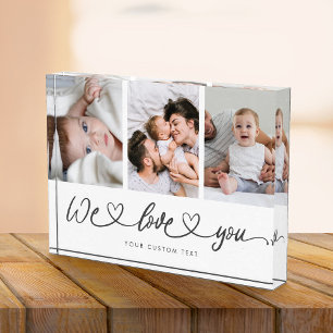 We Love You Modern Heart Script Mother's Day Photo Block