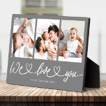 We Love You Modern Heart Script Photo Collage Plaque<br><div class="desc">We Love You! Great custom photo gift for grandparents, Valentine's Day, Mother's or Father's Day, or the Holidays: This modern photo plaque is easy to customize with your 3 favourite photos. The text below can be personalized to read the name of the child or family members as well another possible...</div>