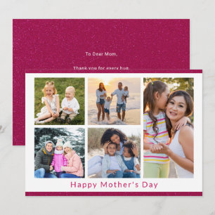 We Love You Mom 5 Photo Collage Pink Glitter